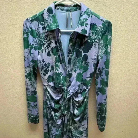 anthropologie long sleeve dress V-neck  midi shirt dress - Picture 4 of 8